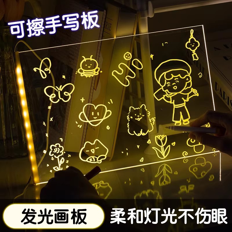 Cross-border diy children's painting illuminated drawing board, erasable blackboard, night market stall advertising board, acrylic painting board pic 9