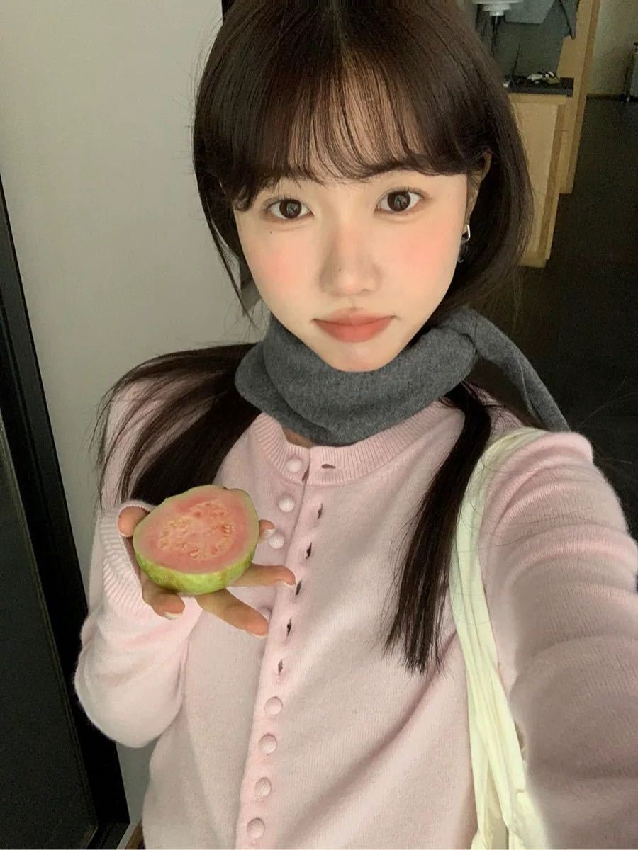 多巴胺简约圆领长袖针织开衫女春季小个子气质减龄单排扣上衣外套详情3