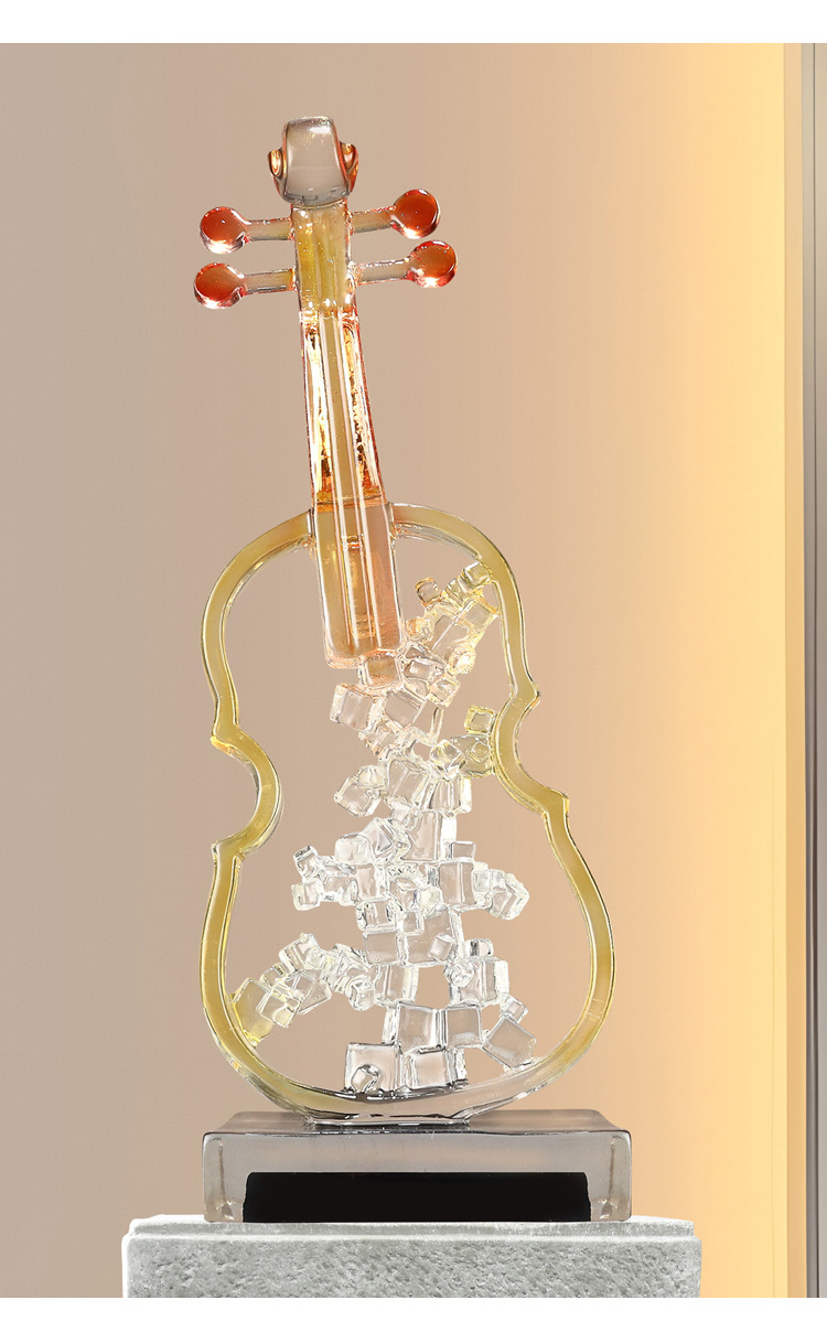 2025 Art violin ornaments, high-end living room floor, light luxury, high-end entrance, TV cabinet, wine cabinet, model room, soft decoration, resin handicrafts, Indian resin handicrafts, ornaments, micro-landscape, shell resin pic 9