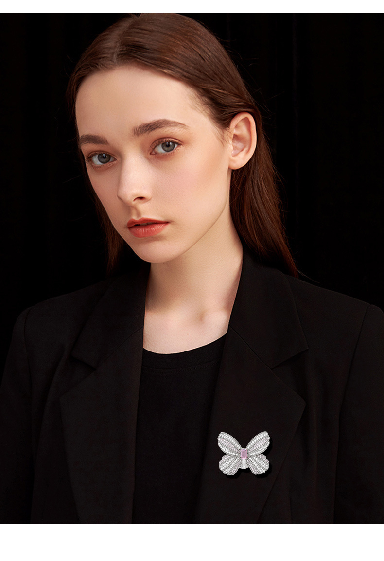 韩系梦幻粉钻甜美少女蝴蝶磁吸扣百搭精美通勤衬衫礼裙防走光胸花详情14