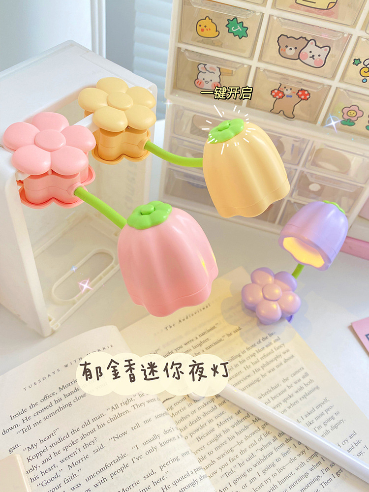 向日葵折叠随身夹子小夜灯可夹可立小夜灯迷你花朵小台灯书签夹子详情18