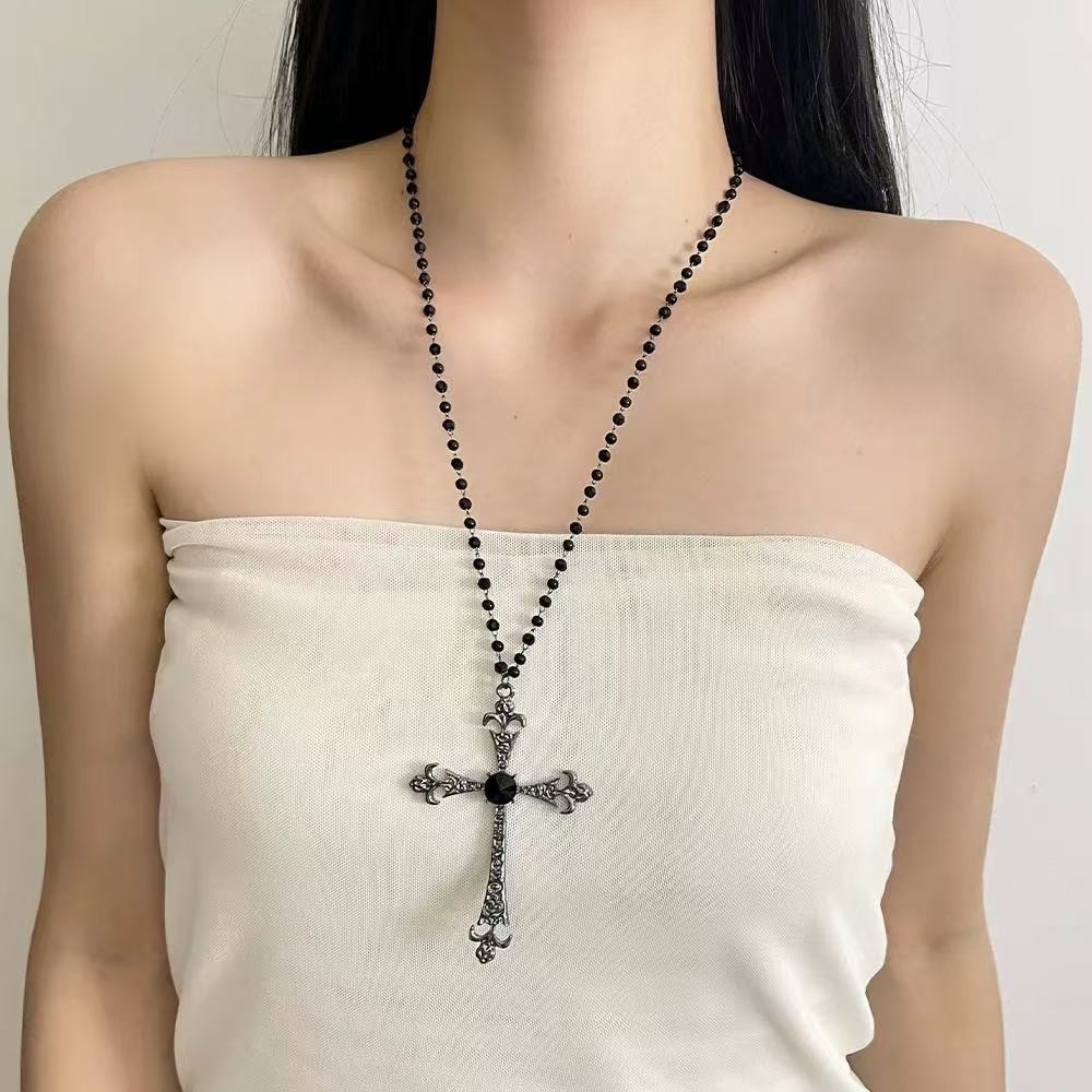 新款十字架项链长款辣妹项链女款2025甜酷y2k朋克颈链毛衣链配饰详情6