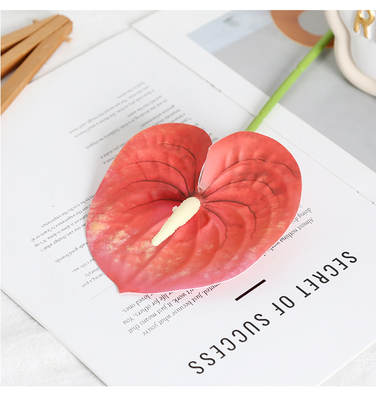 仿真单枝红掌3D打印手感胶片婚庆软装插花火鹤掌工艺品批发仿真花瓣家居装饰详情14