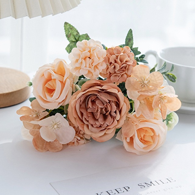 7叉玫瑰绣球花束 婚庆仿真花手捧花假花简约家居客厅餐桌摆设装饰详情10