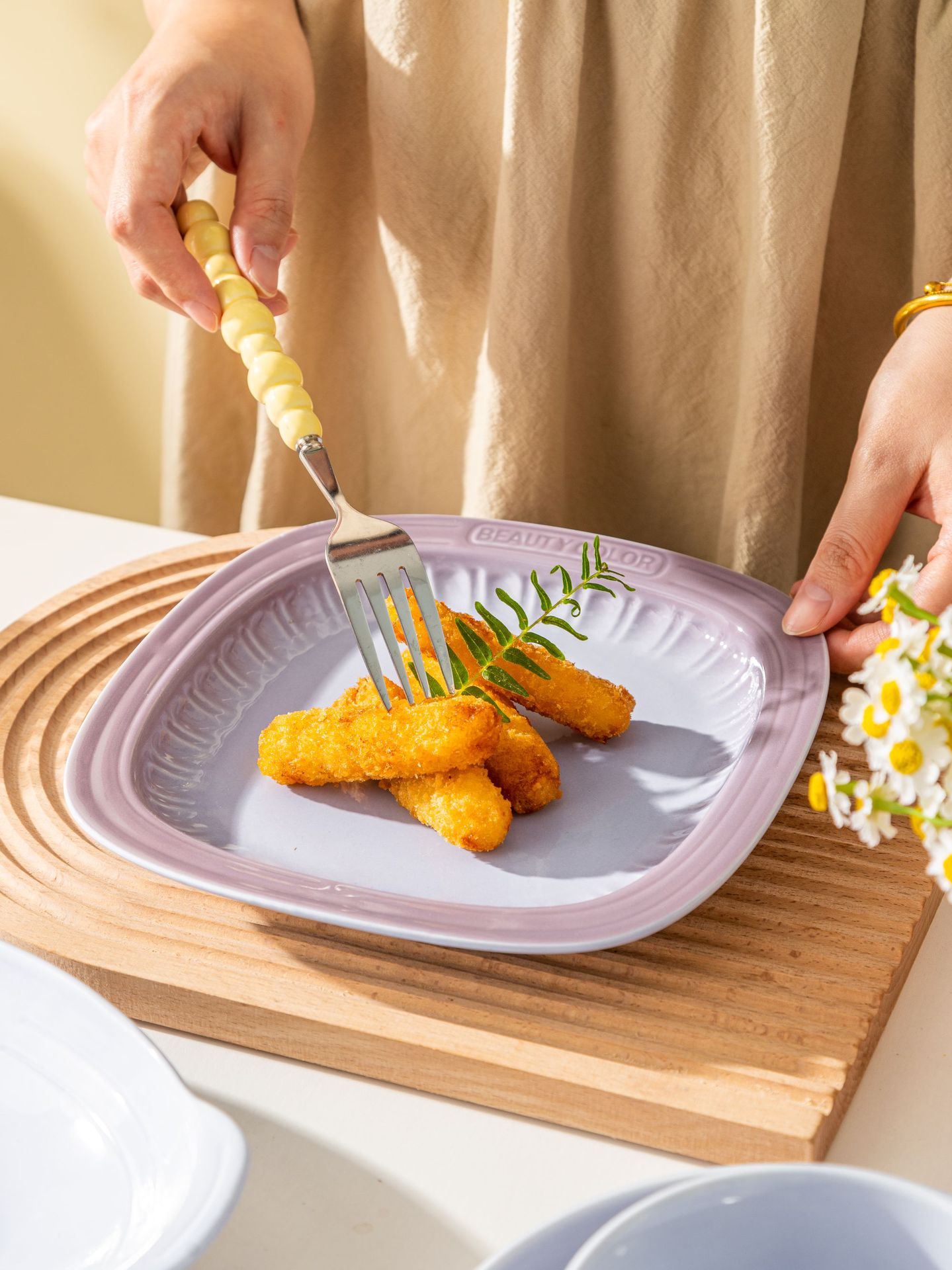 渐变紫北欧高颜值碗盘套装家用陶瓷米饭碗圆盘汤碗乔迁高级感餐具详情15