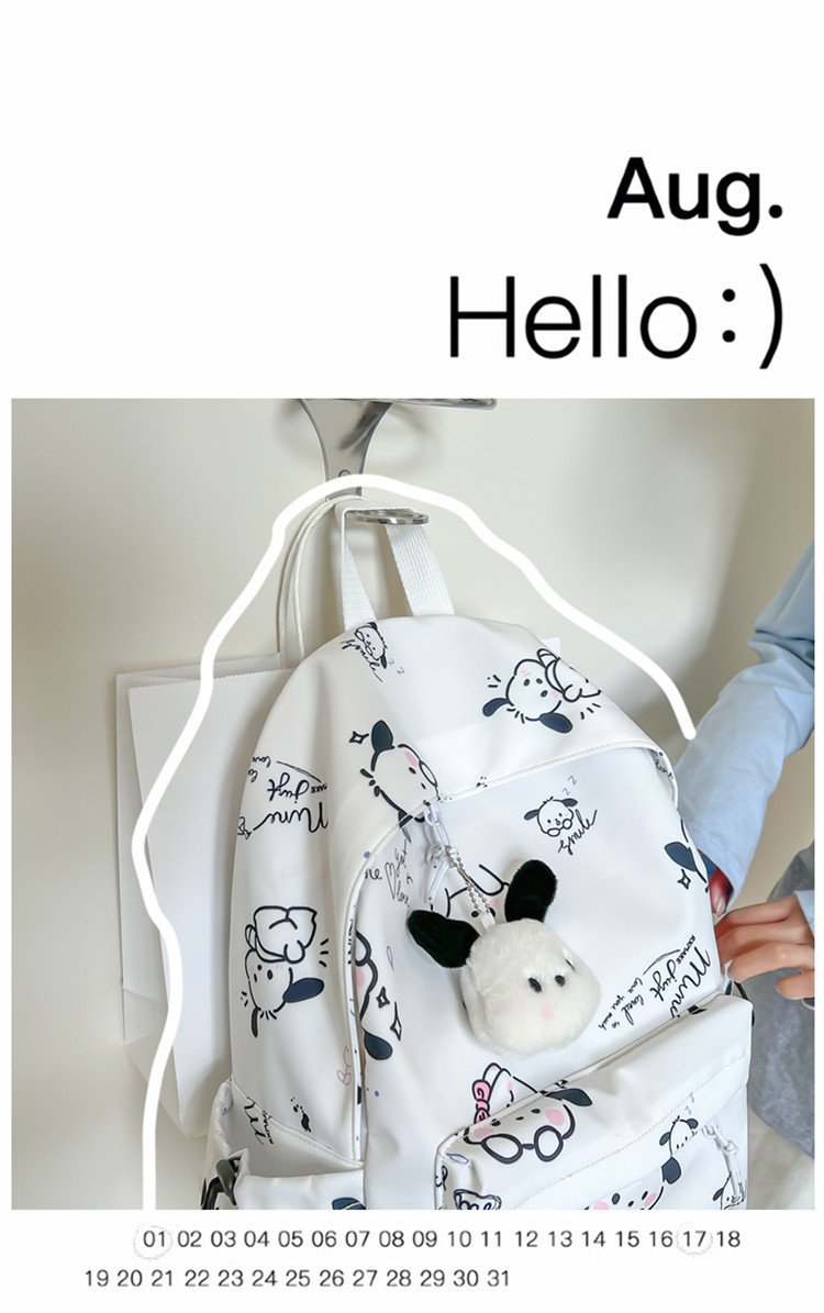 双肩包女时尚简约印花初高中大学生书包韩版潮流涂鸦休闲双肩背包详情4