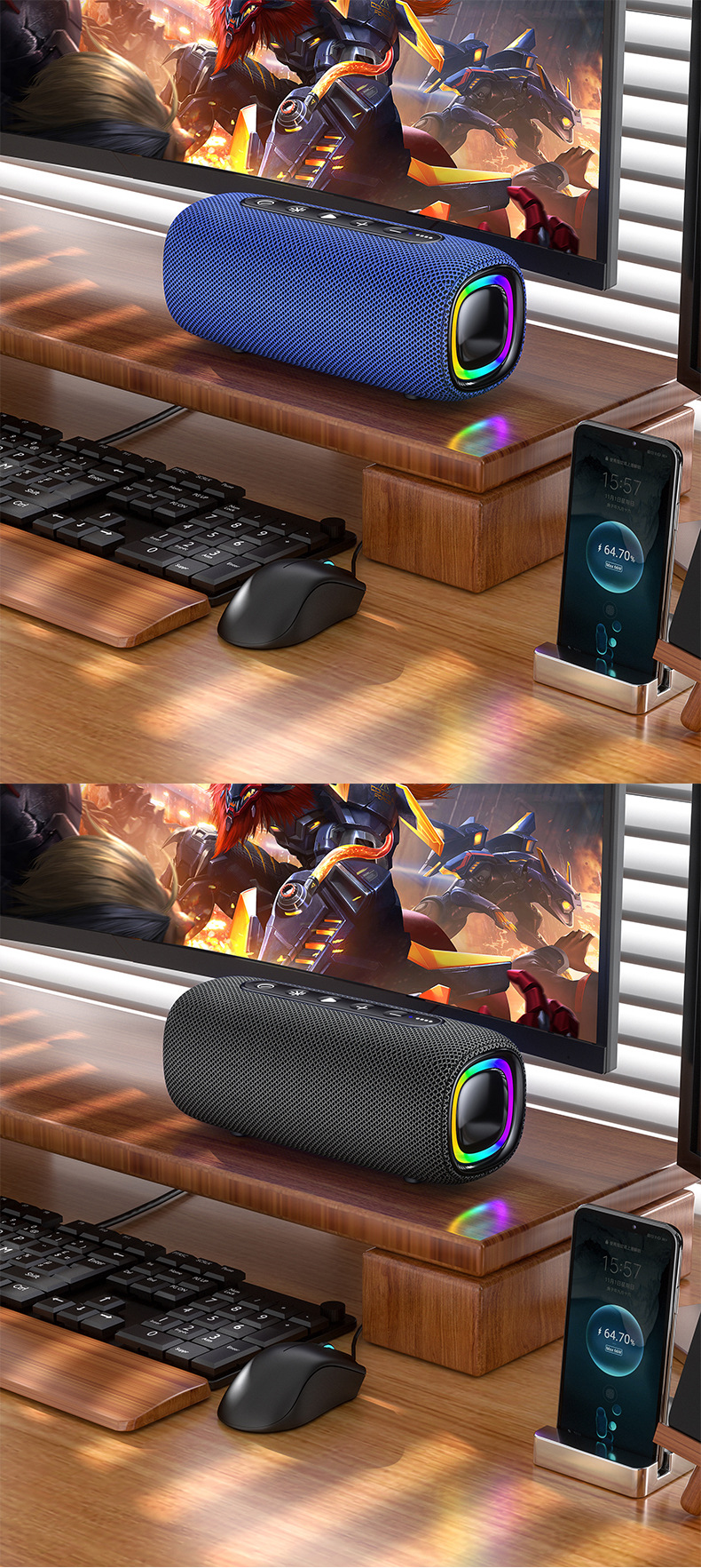 New wireless Bluetooth speaker, outdoor waterproof, portable, super heavy subwoofer with RGB light, gaming speaker pic 21