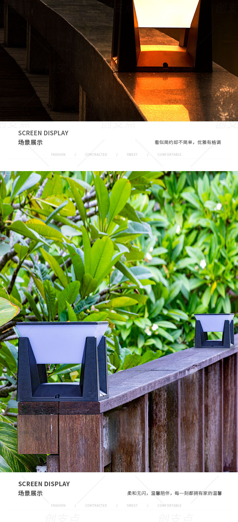 Solar outdoor garden lights, new cross-border export style, villa storefront, fence, fence, lawn, column head lights pic 20