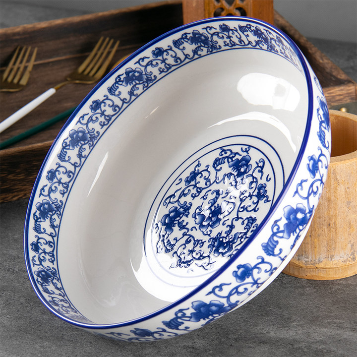 9-inch blue and white porcelain large soup bowl, large ceramic bowl, large noodle bowl, large household boiled fish and pickled cabbage fish basin pic 1