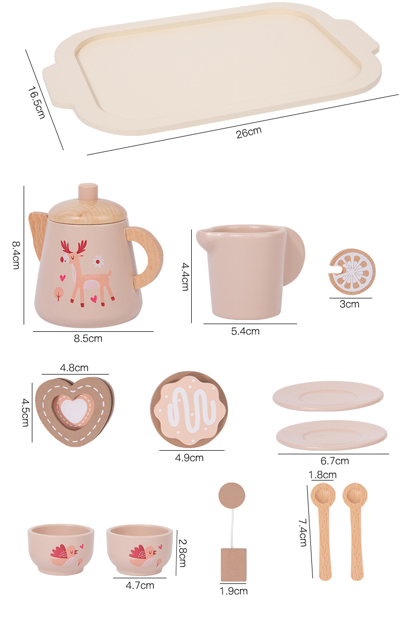 儿童木质仿真下午茶甜品蛋糕泡茶壶杯茶具套装过家家早教益智玩具详情16