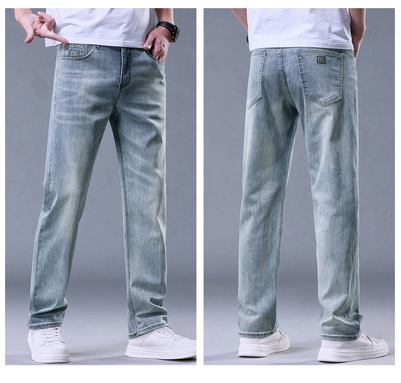 高端宽松直筒牛仔裤男士薄款休闲阔腿2025春夏新款弹力潮牌长裤子详情26