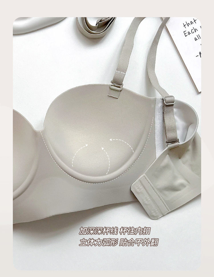 一片式小胸聚拢无痕内衣女收副乳上托隐形防走光抹胸蹦迪防滑文胸详情8