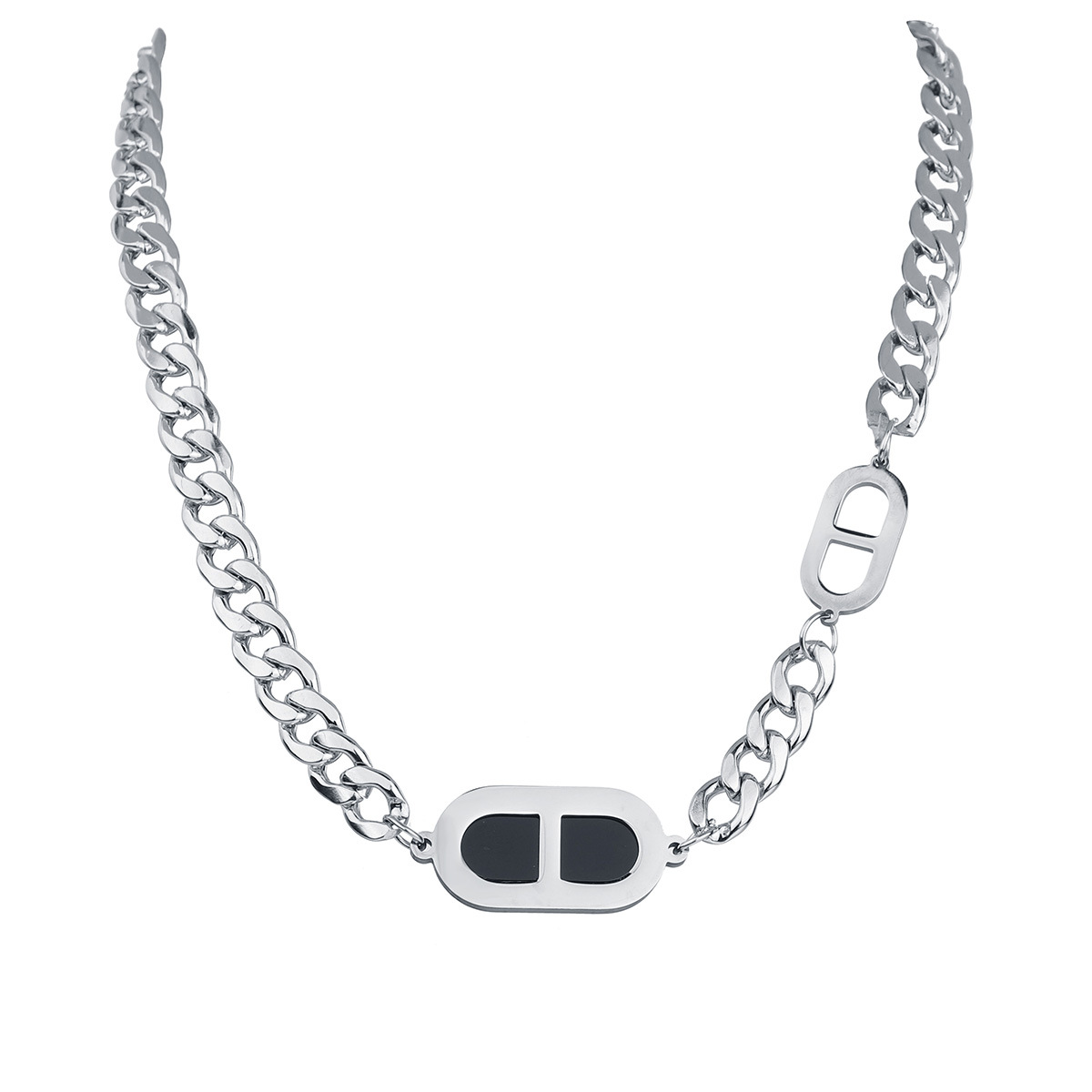 Cross-border supply of European and American Instagram streetwear hip-hop necklaces, fashionable short necklaces for men and women, titanium steel simple collarbone chains pic 6