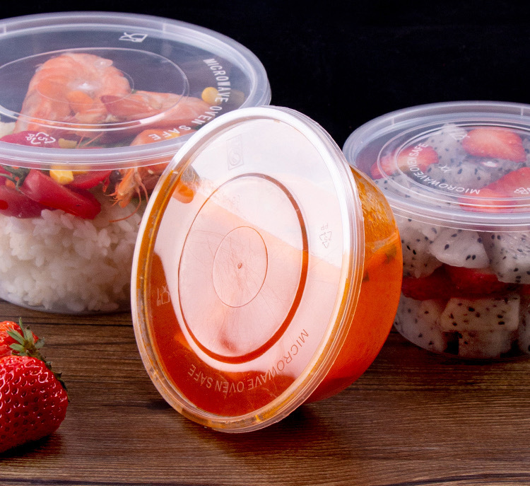 Disposable takeout packaging boxes with LIDS, thickened soup bowls, transparent round, food-grade whole cases wholesale pic 10