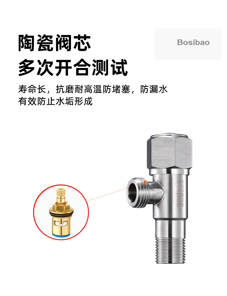 角阀批发304不锈钢角阀热水器铜三角阀DN15止水阀一进二出八字阀详情7