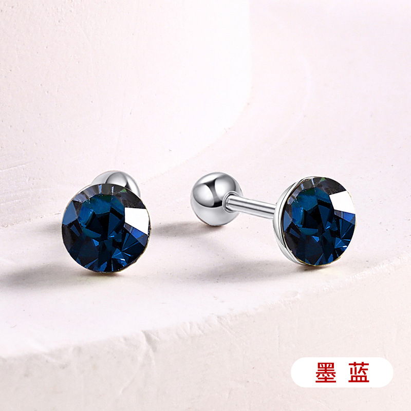 s925通体纯银爆闪施家华子耳钉彩色耳骨钉爆闪螺丝拧扣耳蜗钉耳饰详情21