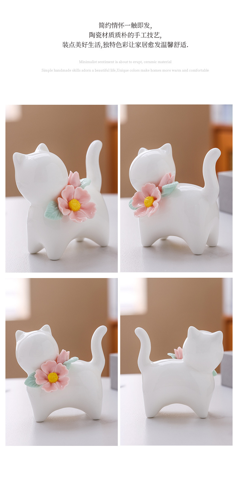 2026 Chinese-style creative ceramic ornaments, hand-molded mini cartoon bear, white high-end home decoration handicrafts pic 13