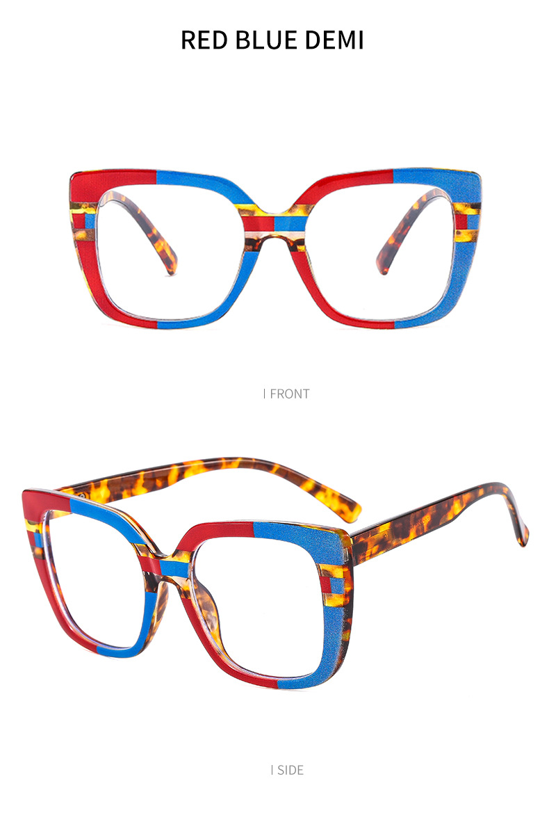 Cross-border best-selling optical glasses, European and American fashionable flat light glasses, anti-blue light rainbow large frame design, flower frame glasses frame wholesale discount, elegant and fashionable, protecting eyesight pic 19