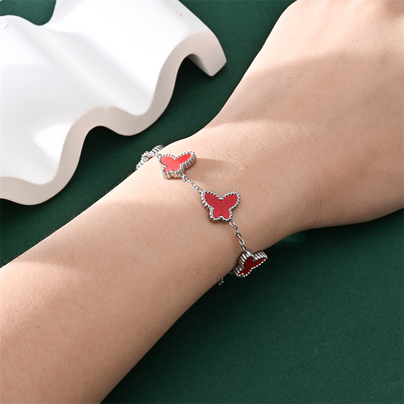 跨境时尚热销蝴蝶贝手链不锈钢简约脚链网红小众设计感饰品厂批发详情13