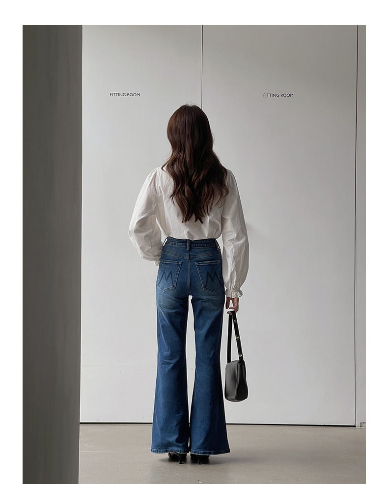 【90s Retro Horn 】 Ge Ming High-waisted slightly flared jeans for Women 2025 Spring New floor-length Pants R155H pic 43
