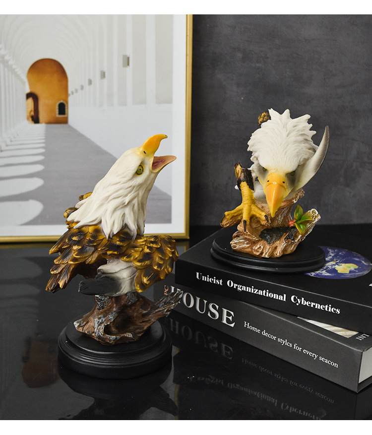 跨境美式白头鹰大鹏展翅树脂工艺品摆件办公室酒店高档老鹰装饰品详情8
