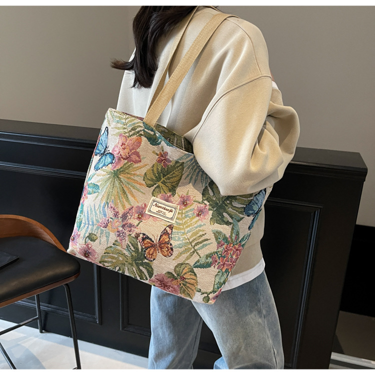 大容量国潮风帆布包包女2025新款通勤托特包女ins大学生上课单肩包详情37