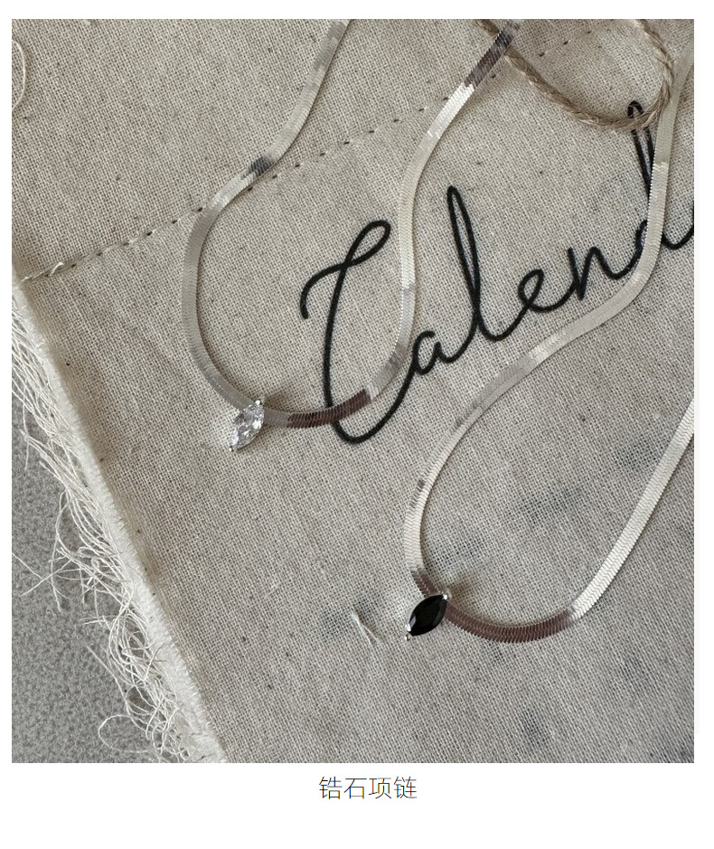 S925纯银韩版小众设计感锆石刀片项链韩国风时尚INS博主款锁骨链详情1