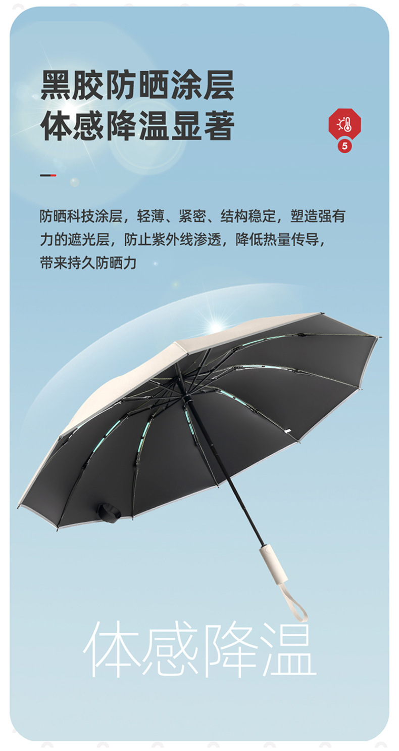 全自动大号折叠反向伞批发晴雨两用黑胶雨伞防晒防紫外线伞礼品伞详情12