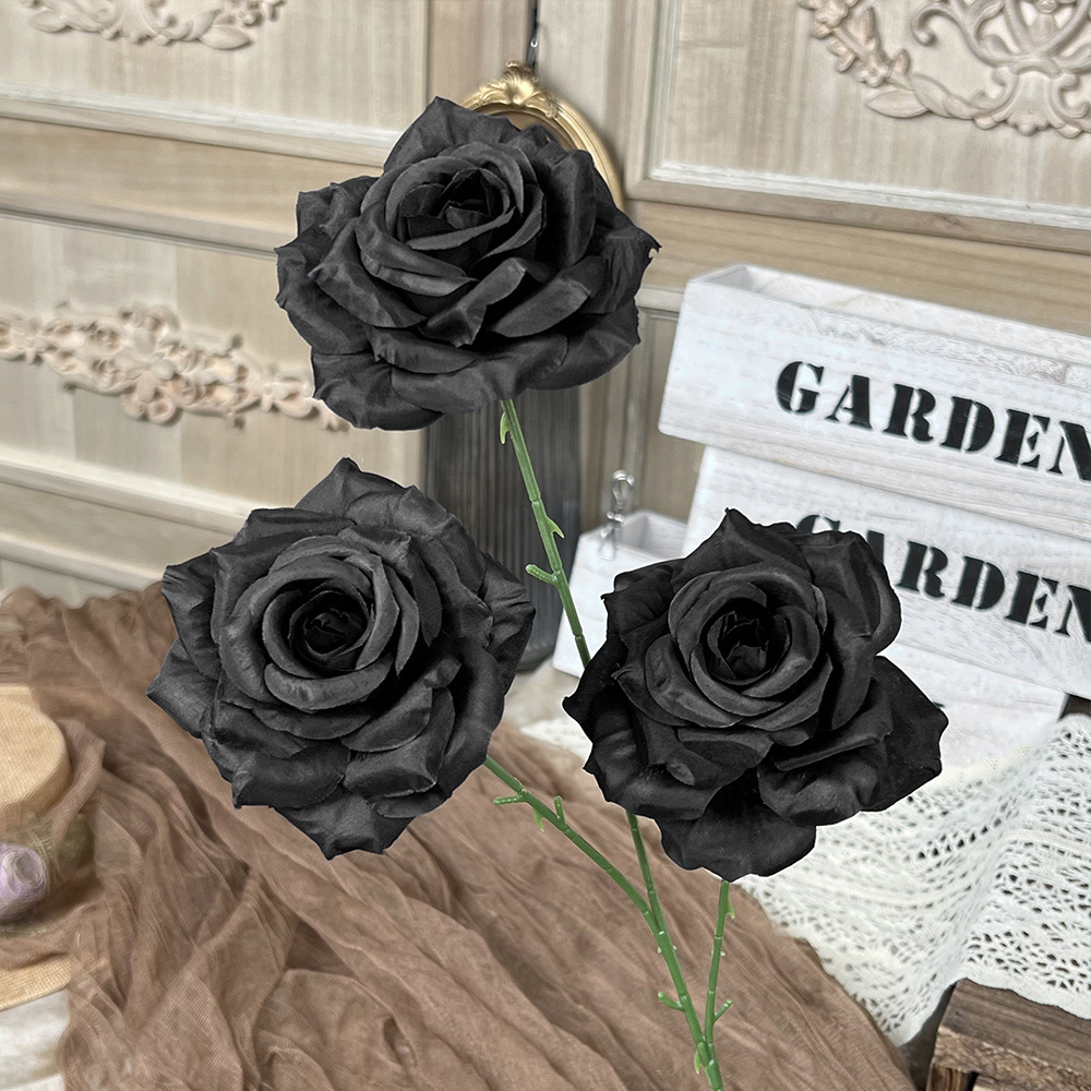 仿真钻石玫瑰假花人造花成品婚庆用花地排造景花高级感客厅插花束详情15