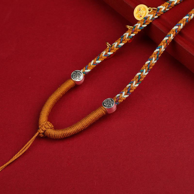 五路财神项链藏式手工编织八股编织吊坠项链绳唐卡挂绳佛牌吊坠绳详情5