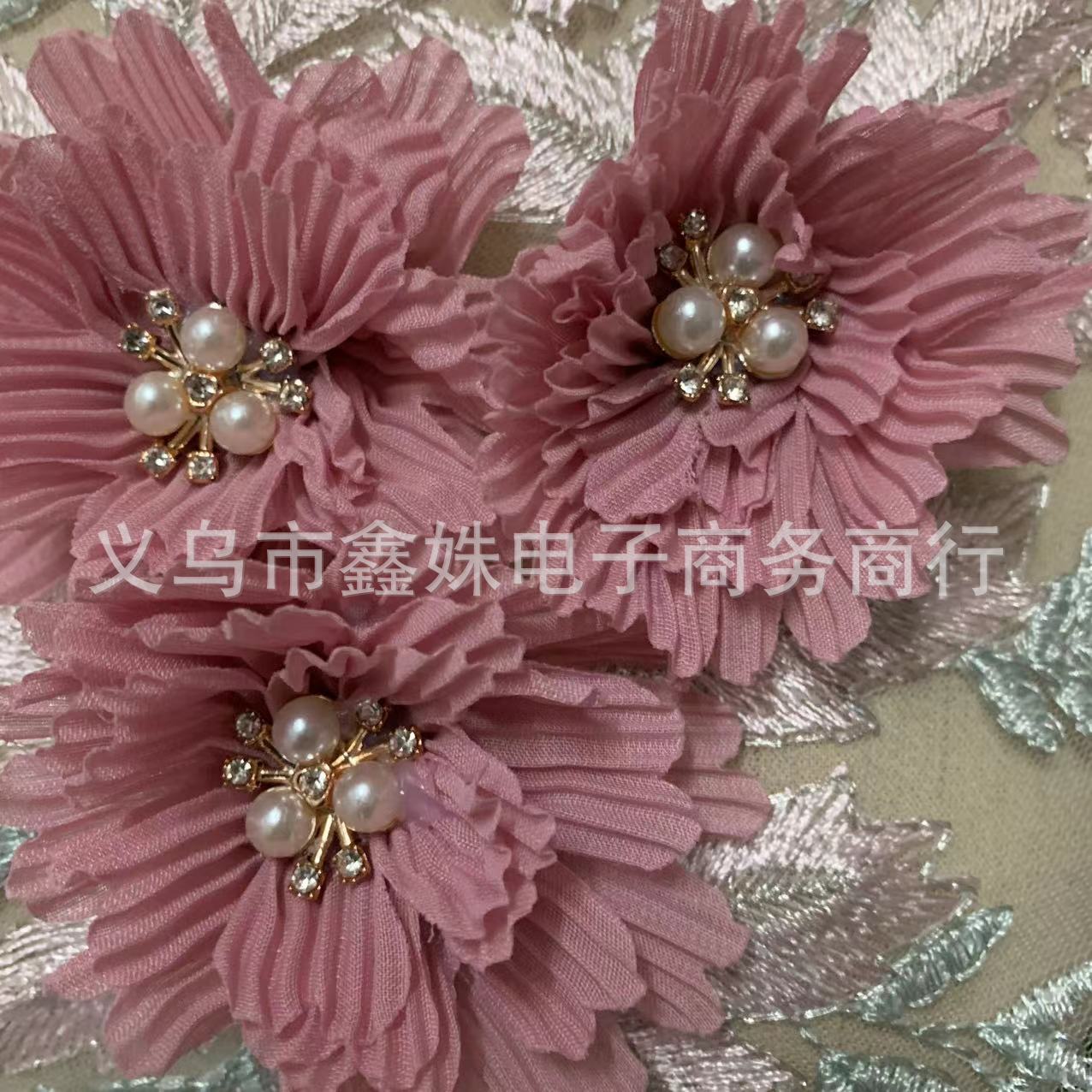 Wholesale of three-dimensional rose embroidered lace collar imitation pearl DIY floral lace trim dress accessories pic 4
