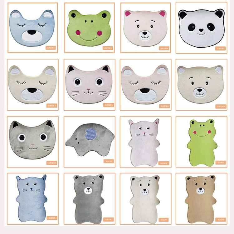 卡通地垫毛绒动物地毯卧室装饰床前垫儿童踏垫门垫浴室吸水防滑垫详情8