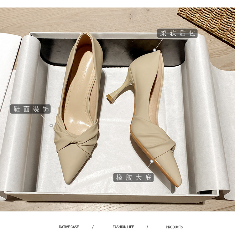 高跟鞋女2025春秋新款浅口尖头职业鞋软皮细跟时尚百搭中跟单鞋女详情6