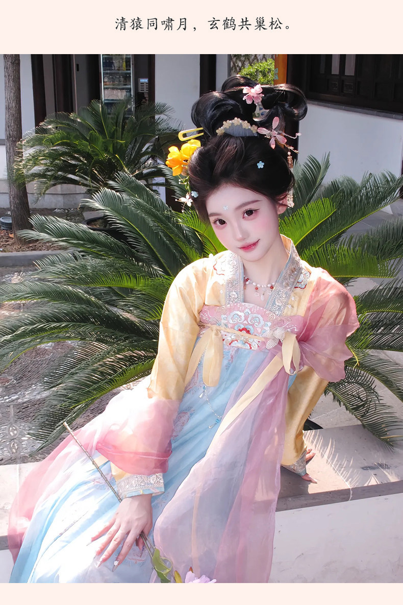 国潮唐制汉服齐胸襦裙女成人重工刺绣中国风日常春夏款飘逸仙气古装裙详情8