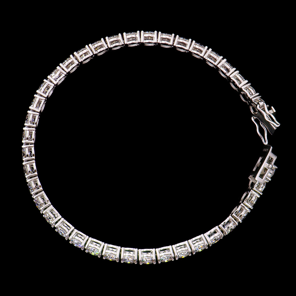 欧美风男士纯银手链2到6毫米跨境饰品S925莫桑石首饰痞帅送男友详情15