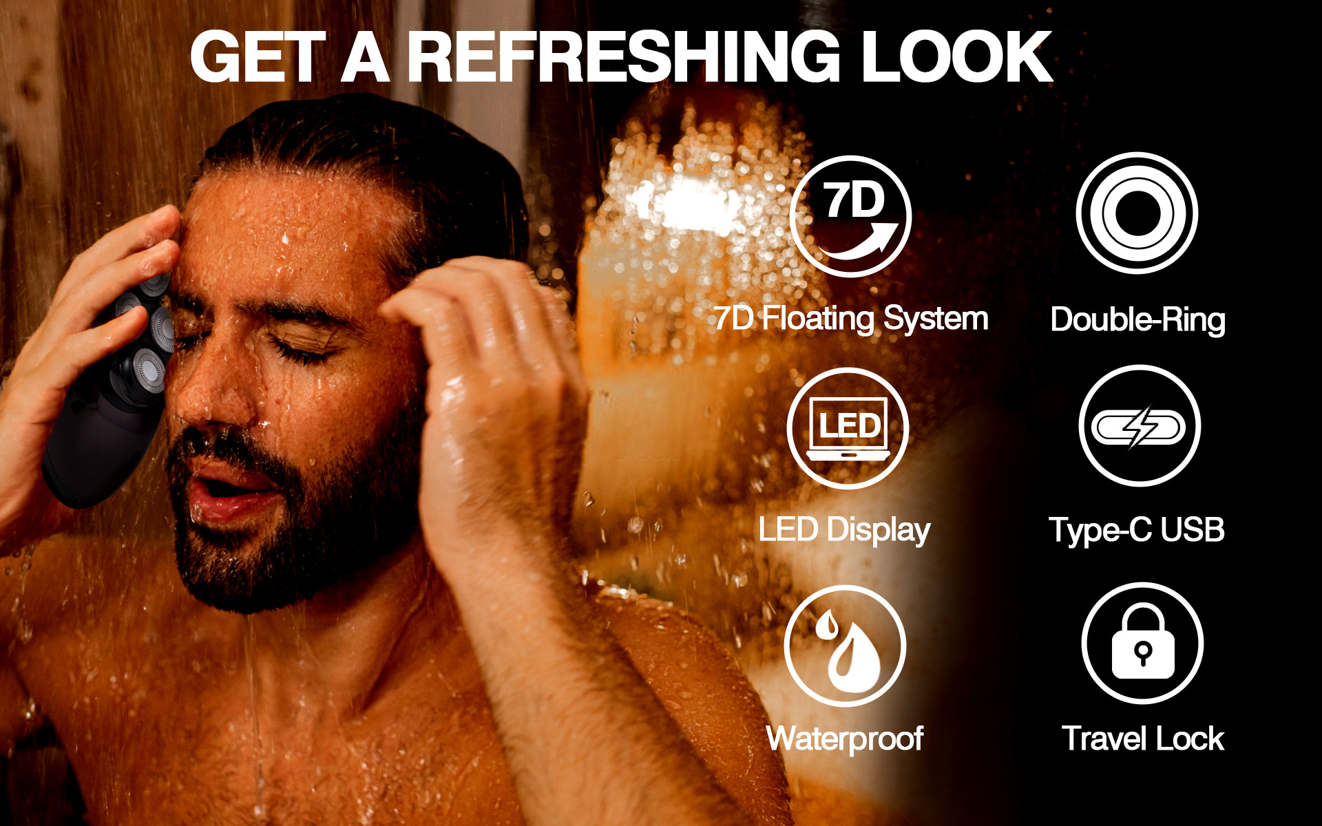 跨境新款电动剃须刀数显七刀头光头理发器充电式多合一刮胡刀批发详情3