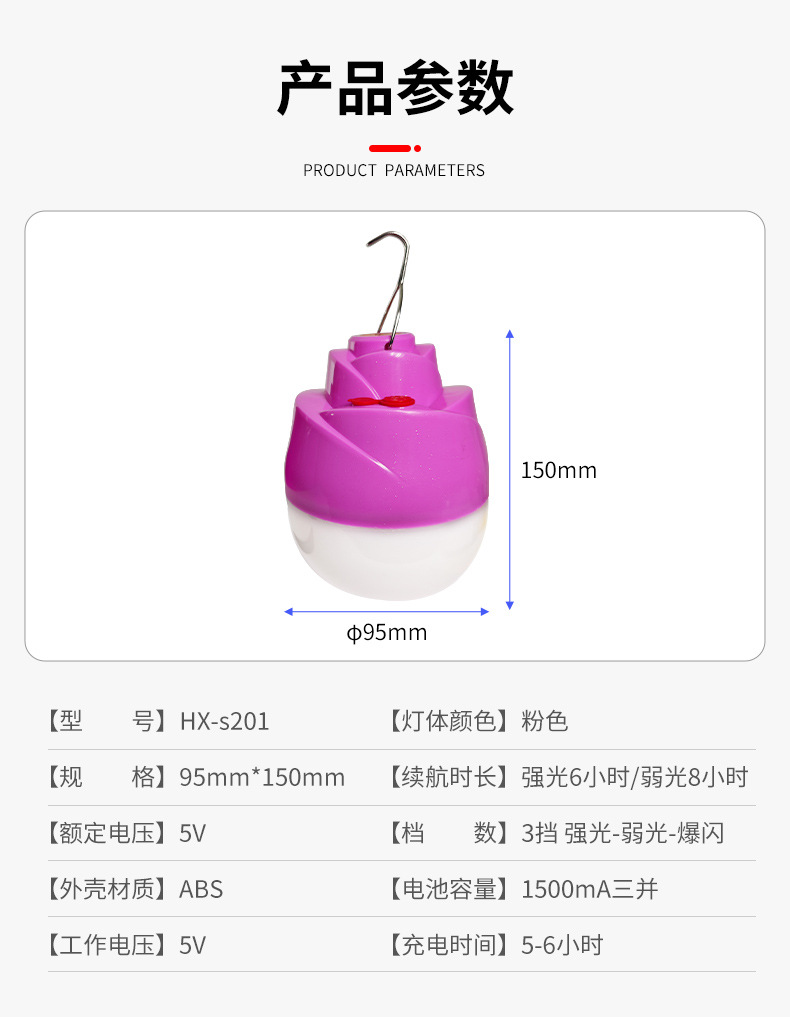 Rechargeable outdoor LED bulbs, long-lasting portable lighting fixtures, emergency home lighting in case of power failure, Zhongshan manufacturer pic 5