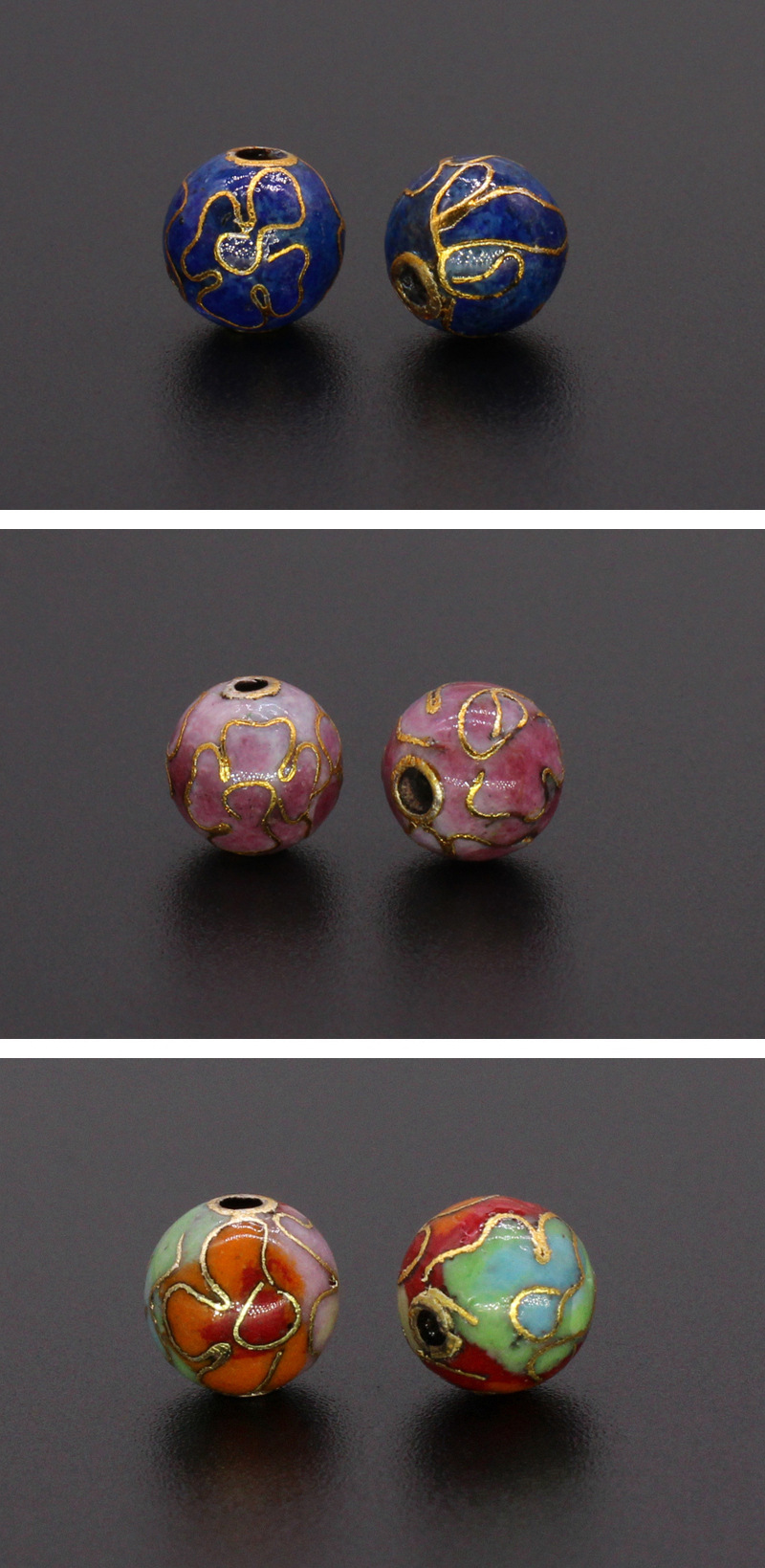 Traditional copper-based cloisonne enamel jewelry accessory beads, cloisonne multi-specification polished round beads pic 4