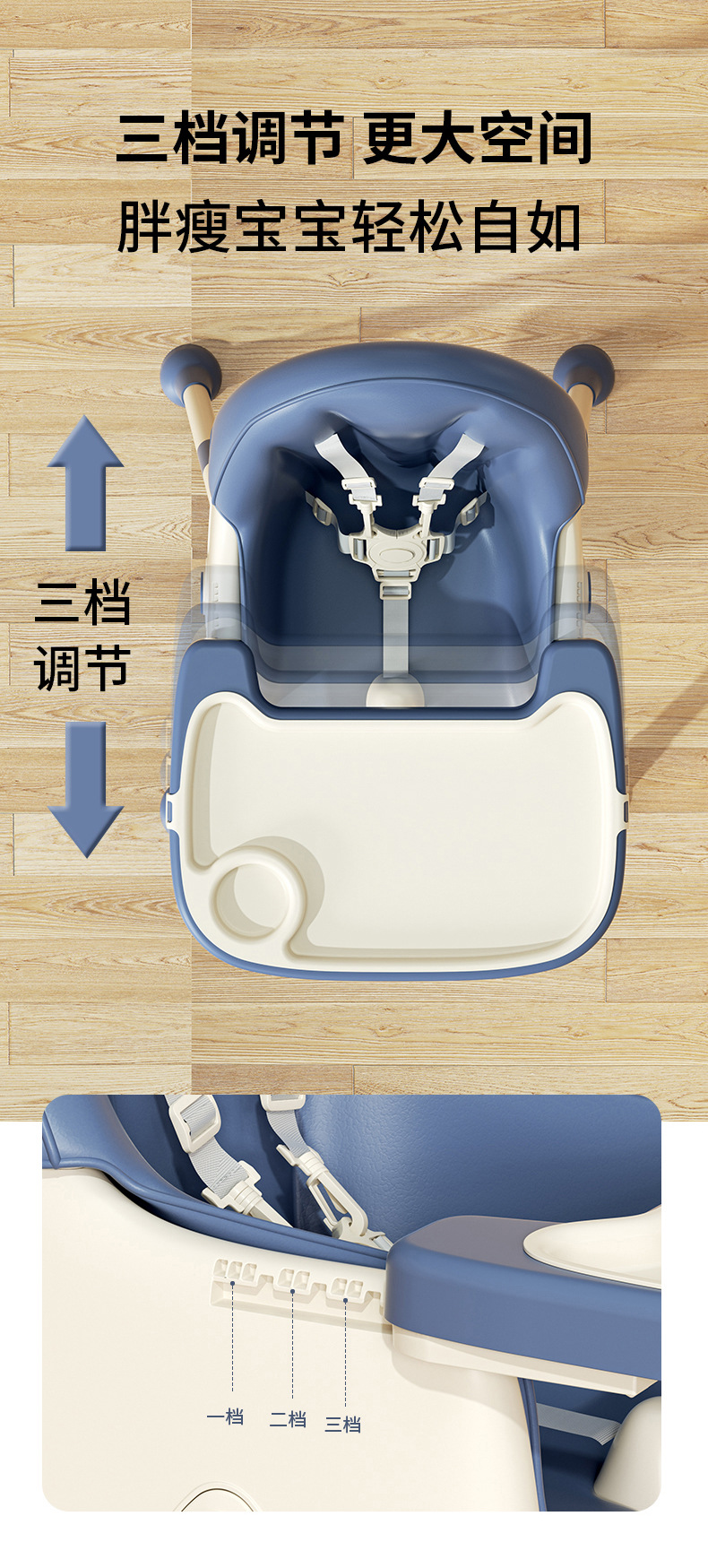 宝宝椅子儿童餐椅家用塑料可折叠可调节座椅婴儿吃饭饭桌便携餐桌详情6