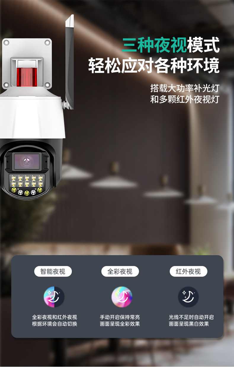 4G无网监控摄像头红蓝报警灯无需WiFi宽带高清夜视无线360度旋转详情10