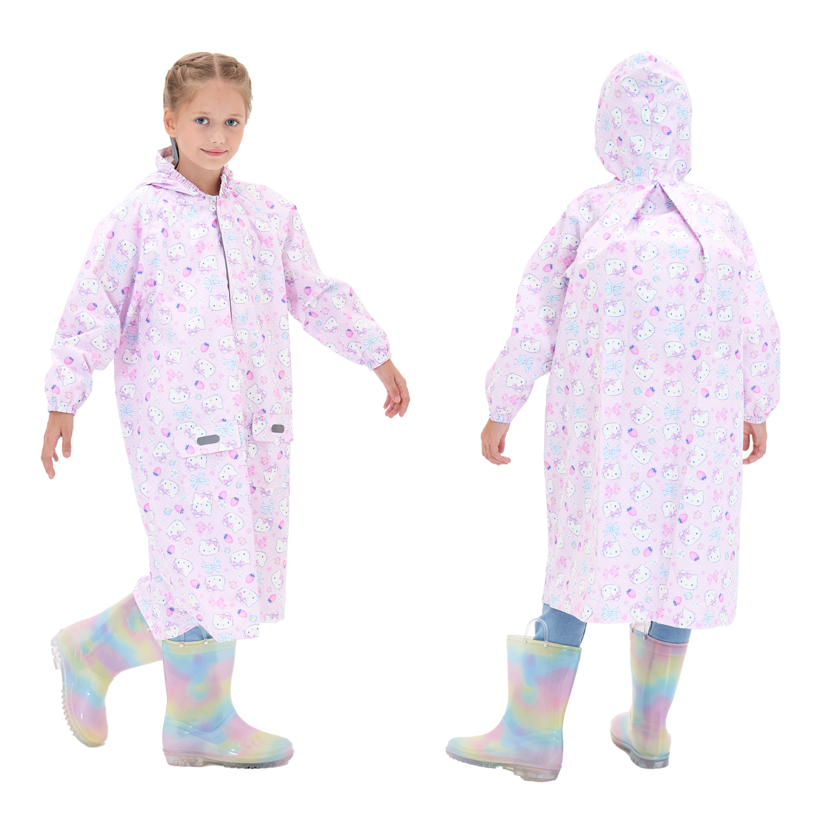 高品质库洛萌奥特儿童雨衣长款书包位大帽檐雨衣中小童雨披强防水详情10