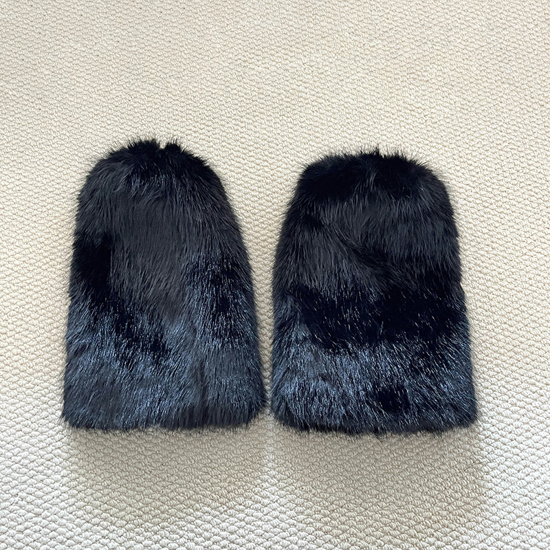 秋冬季加厚保暖腿套仿狐狸毛袜套手套两用辣妹个性ins风毛绒脚套详情11