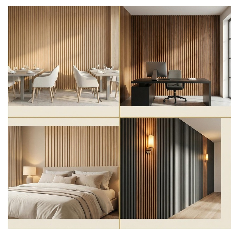 外贸定 制WPC格栅墙板 免漆护墙板电视背景墙批发装饰网红160格栅详情19