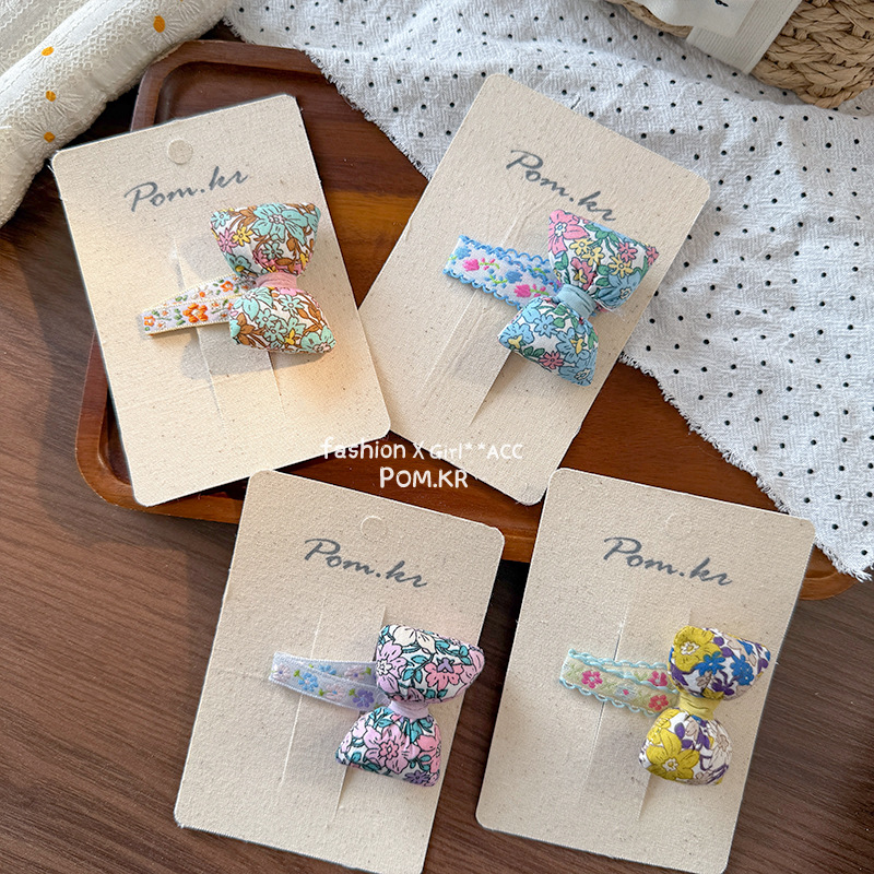 韩国春季新款田园小碎花kt猫蝴蝶结头饰胸针服饰配件饰辅料批发详情5