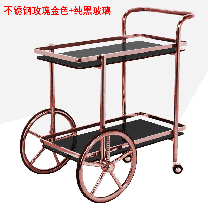 European-style titanium gold wine cart, imperial concubine wine cart, cake cart, double-layer food delivery cart, 4S store pastry and hotel service cart pic 9