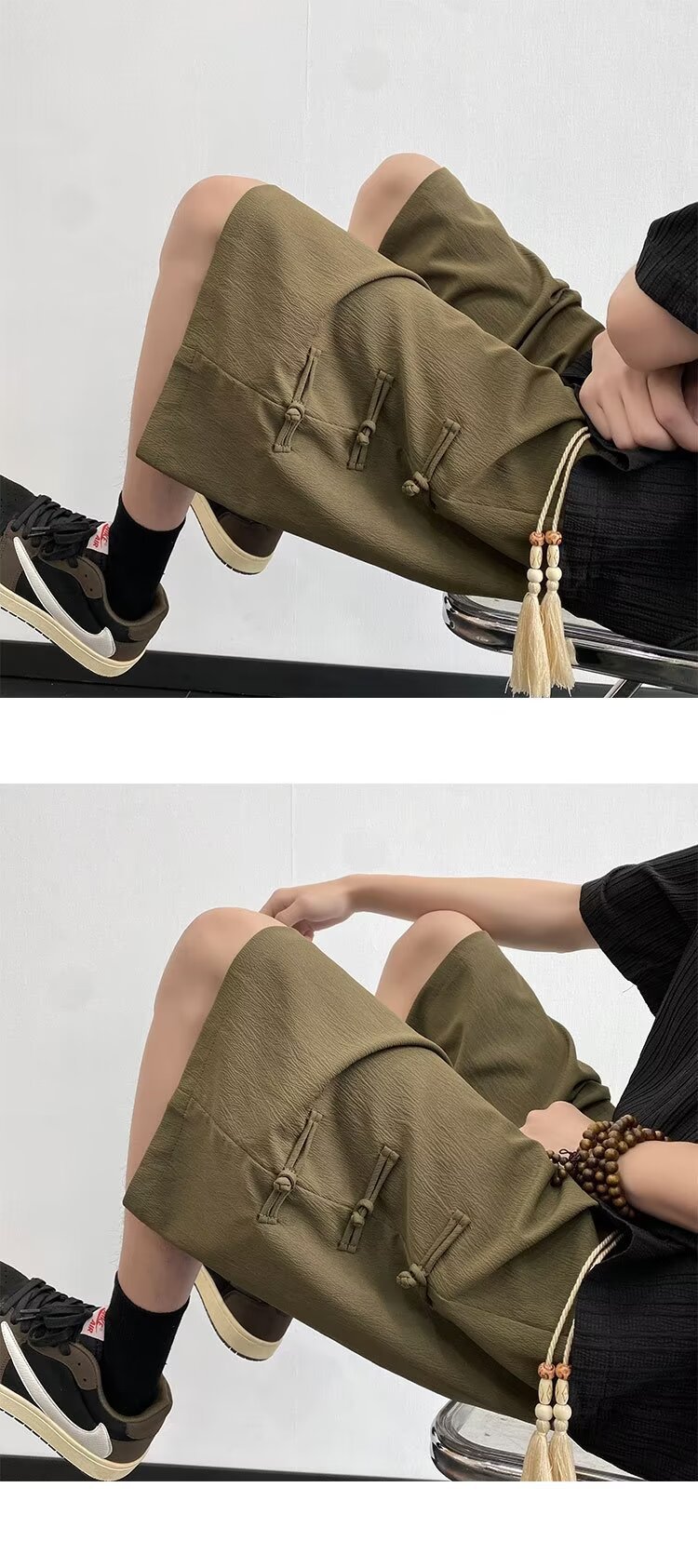 国潮国风新中式盘扣休闲短裤夏季新款男士外穿短裤休闲宽松5分中裤子详情16