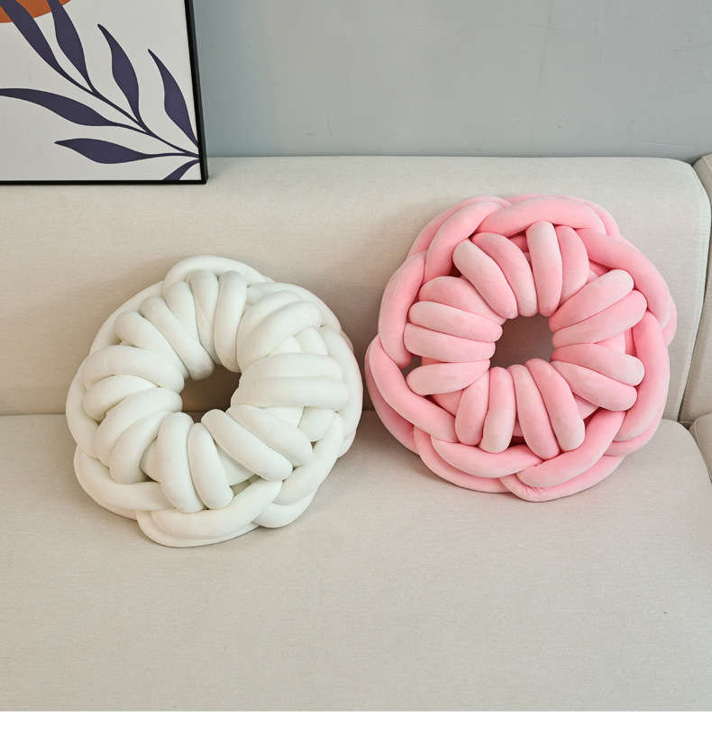 新款现代简约北欧风甜甜圈抱枕环形打结抱枕创意毛线编织坐垫靠垫详情16