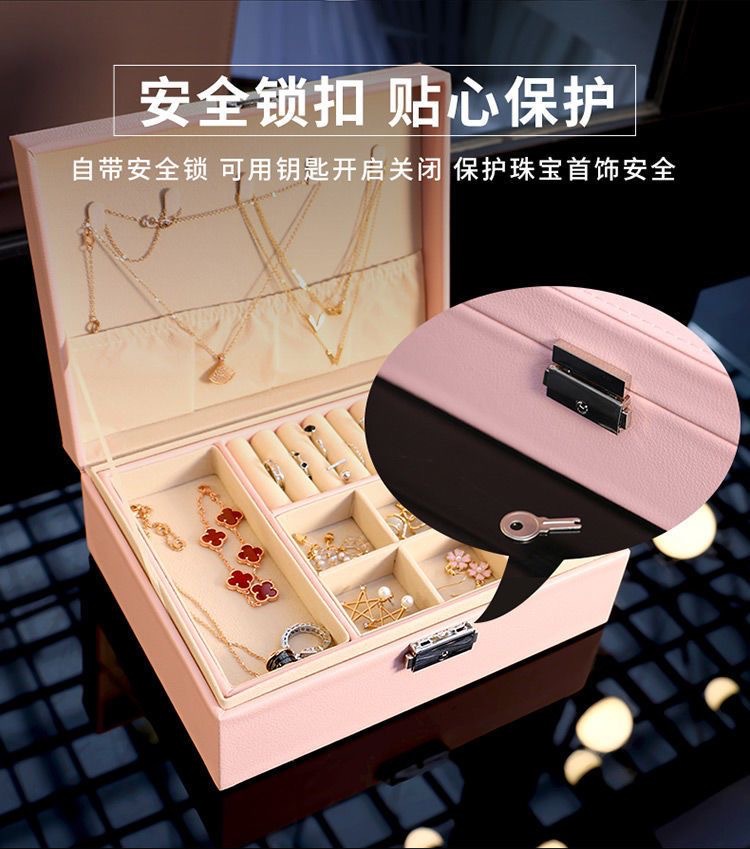 High-end jewelry storage box, large-capacity multi-layer portable stud earrings, earrings, rings, necklaces, accessories display jewelry box pic 6