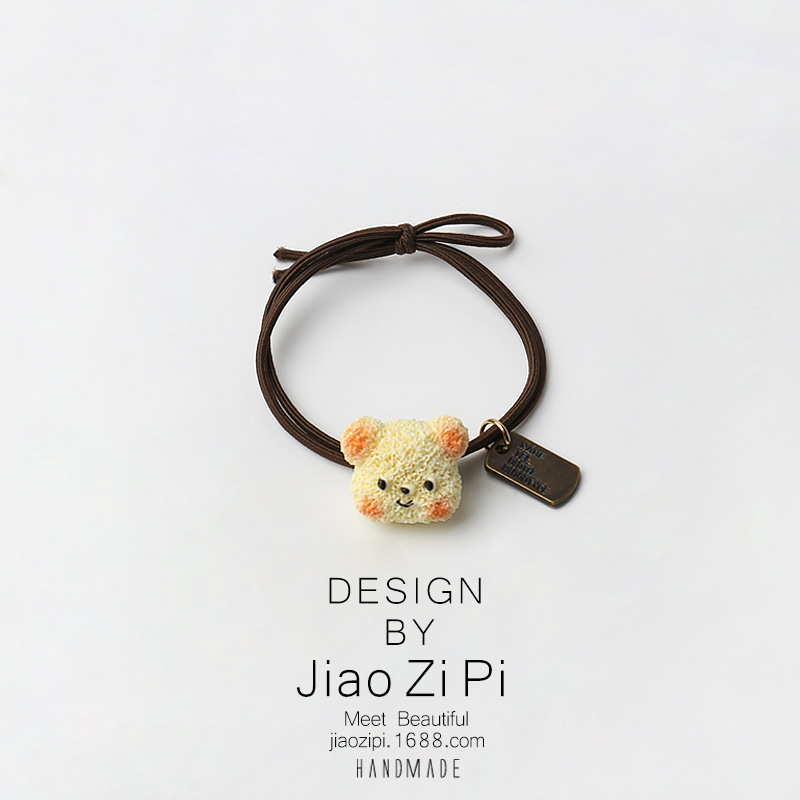 Simple and cute puppy hair tie, animal girlish heart, high ponytail, hair band, sweet hair band, cartoon hair tie and hair accessory pic 6