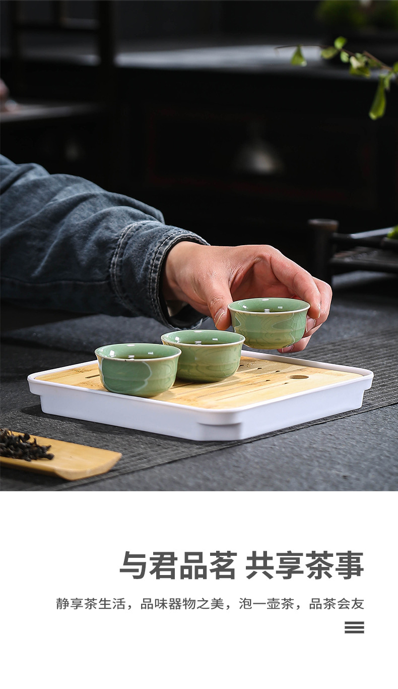 旅行茶具哥窑汝窑套装批发茶盘家用结婚开业房地产伴手礼可加印Lo详情13